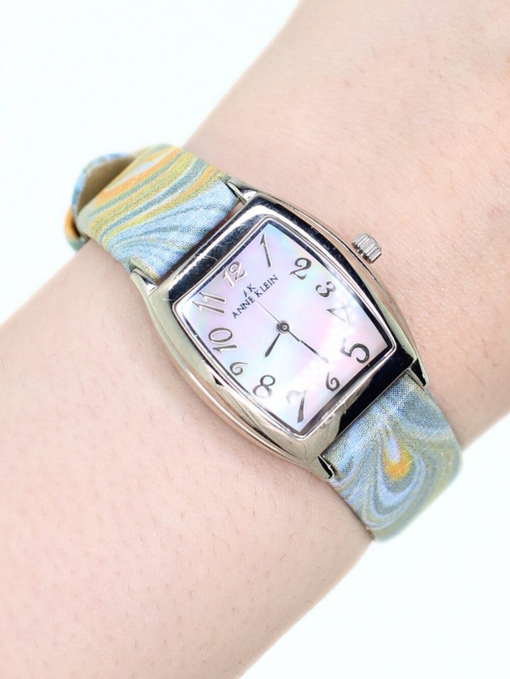 Anne Klein Mother Of Pearl Marbled Leather Tonneau/Barrel Watch - 10/6585